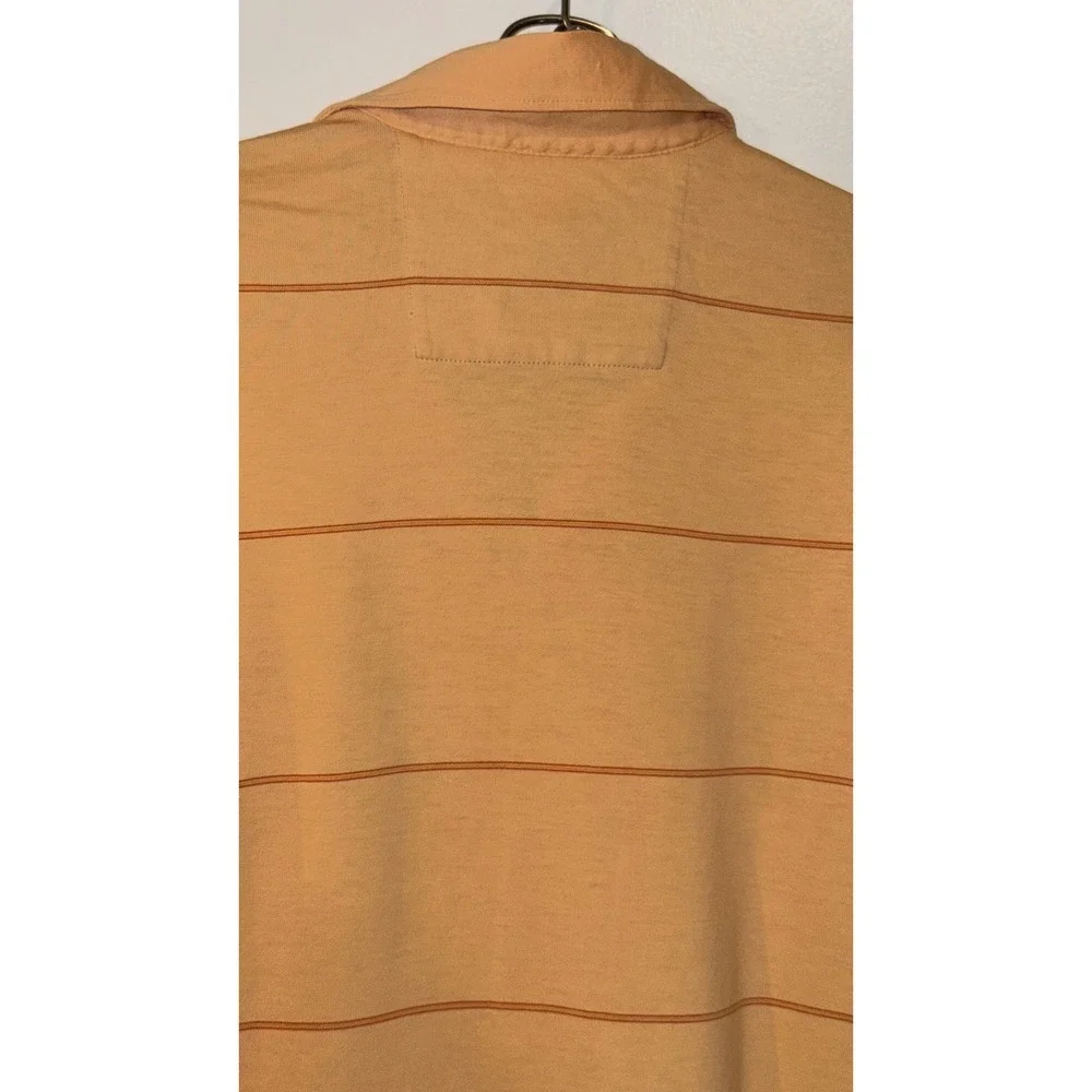 Banana Republic Mens Short Sleeve Striped Polo Shirt Orange Yellow Cotton Large
